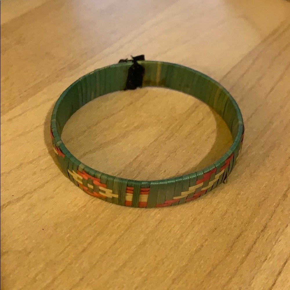 Green and Pink Straw Bracelet